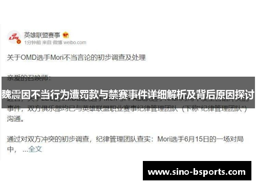 魏震因不当行为遭罚款与禁赛事件详细解析及背后原因探讨 魏震因不当行为遭罚款与禁赛事件详细解析及背后原因探讨